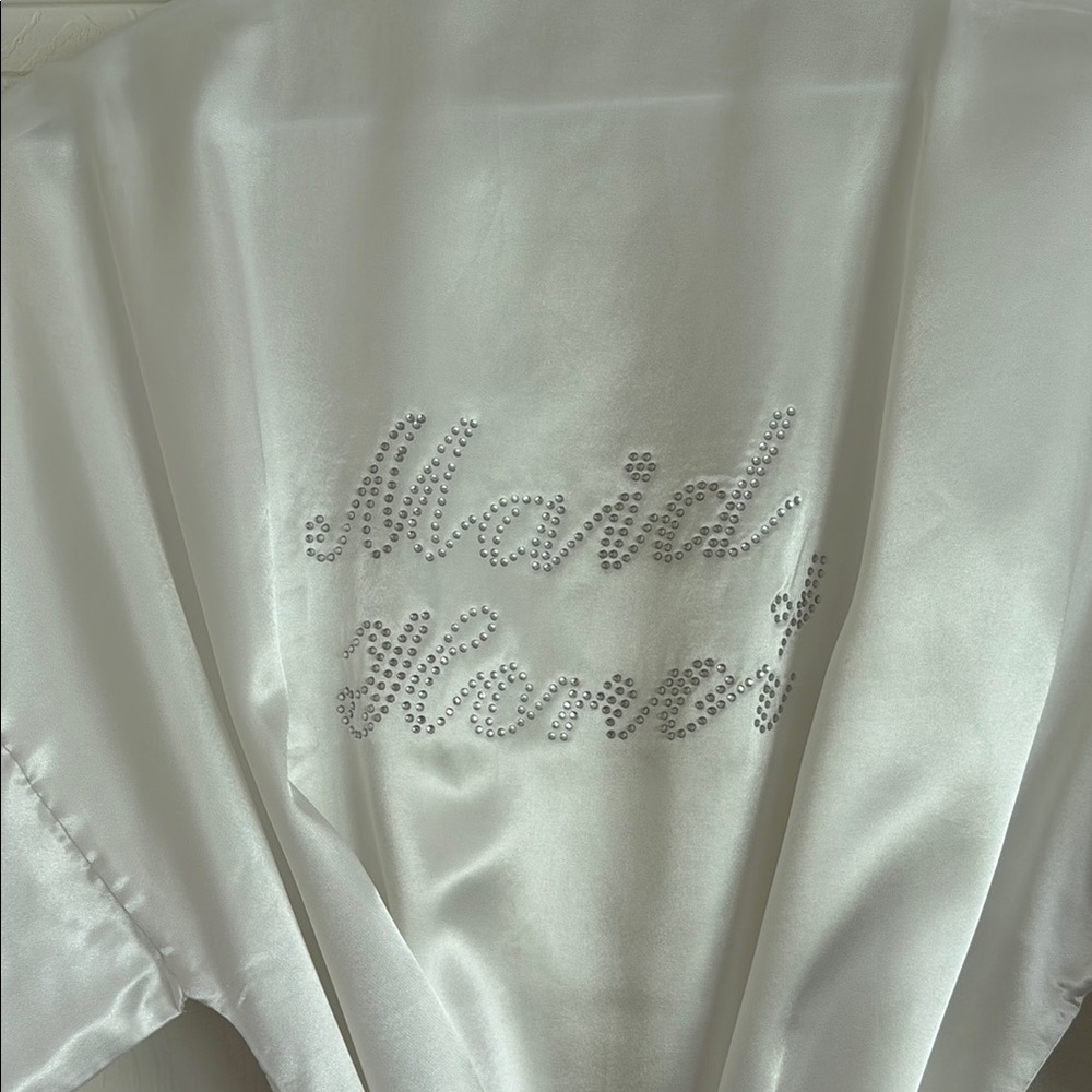 White Satin Maid of Honor Robe Wedding Day